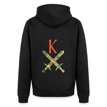 gekreuzte schwerter e 200 k - Unisex Premium Bio Zip Hoodie - Schwarz - Hinten - Nico (187cm)