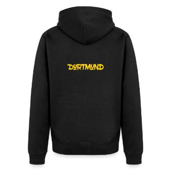 Dortmund - Ruhrpott - NRW - Zeche - Zollverein - Unisex Premium Bio Zip Hoodie - Schwarz - Hinten - Nico (187cm)