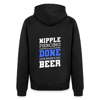 Piercer Schmuck Humor - Unisex Premium Bio Zip Hoodie - Schwarz - Hinten - Nico (187cm)