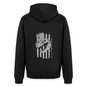 Dinosaurier Triceratops Fleischfresser Fossil - Unisex Premium Bio Zip Hoodie - Schwarz - Hinten - Nico (187cm)