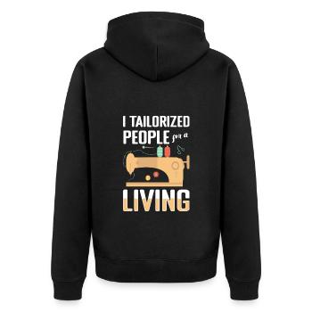 Sewing Needle Suit Sewing Machine - Unisex Premium Organic Zip Hoodie - black - Back - Nico (187cm)