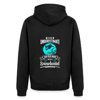 Snowboarding Urlaub Skihütte Freestyle - Unisex Premium Bio Zip Hoodie - Schwarz - Hinten - Nico (187cm)
