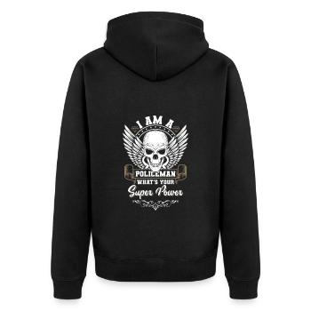 Cop Handcuffs - Unisex Premium Organic Zip Hoodie - black - Back - Nico (187cm)