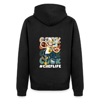 Chef Restaurant Chef étoilé - Veste à capuche bio Premium Unisexe - noir - Dos - Nico (187cm)