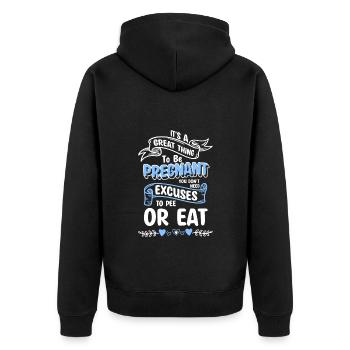 Schwangerschaft - Unisex Premium Bio Zip Hoodie - Schwarz - Hinten - Nico (187cm)