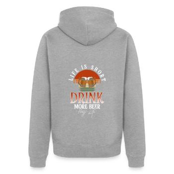 Feier Geburtstag Trinken Abfeiern - Unisex Premium Bio Zip Hoodie - Grau meliert - Hinten - Nico (187cm)