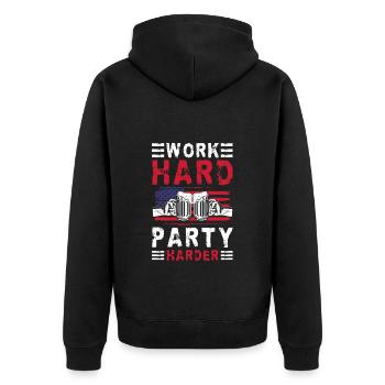 Celebration Drinking Event Celebration - Unisex Premium Organic Zip Hoodie - black - Back - Nico (187cm)