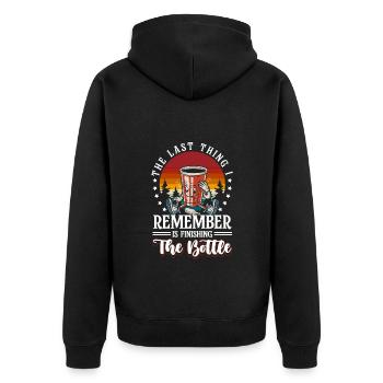 Feier Alkohol Party machen Abfeiern - Unisex Premium Bio Zip Hoodie - Schwarz - Hinten - Nico (187cm)