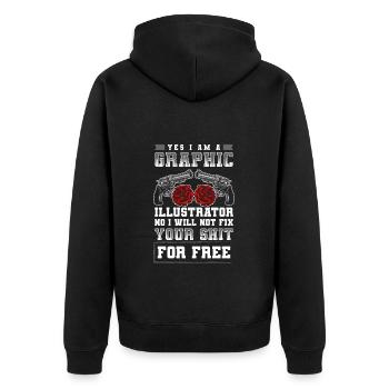 Designer Grafik Zeichnung - Unisex Premium Bio Zip Hoodie - Schwarz - Hinten - Nico (187cm)