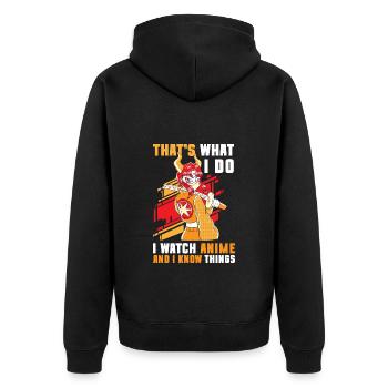 Anime Japan Kunst Nerd - Unisex Premium Bio Zip Hoodie - Schwarz - Hinten - Nico (187cm)
