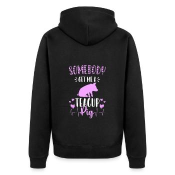 Teacup piggy cute - Unisex Premium Organic Zip Hoodie - black - Back - Nico (187cm)