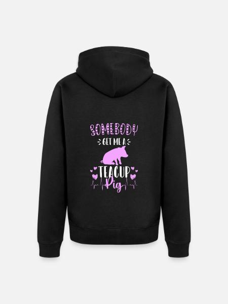 Teacup piggy cute - Unisex Premium Organic Zip Hoodie - black
