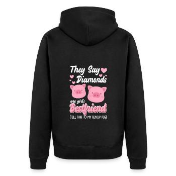 Teacup pig piglet cute - Unisex Premium Organic Zip Hoodie - black - Back - Nico (187cm)