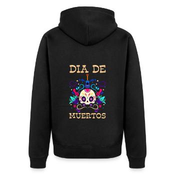 Mexiko Allerseelen Oktober Blumen - Unisex Premium Bio Zip Hoodie - Schwarz - Hinten - Nico (187cm)