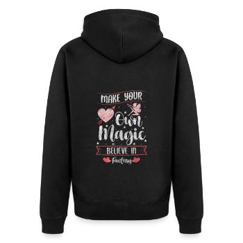 Elfe Träume Mädchen Tochter - Unisex Premium Bio Zip Hoodie - Schwarz - Hinten - Nico (187cm)