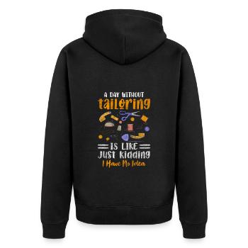 Schneiderin Schere Maßschneider Häkeln - Unisex Premium Bio Zip Hoodie - Schwarz - Hinten - Nico (187cm)