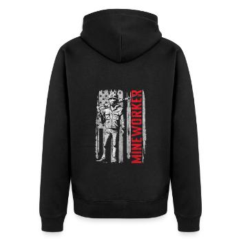 Miner Shaft Mineral Resources - Unisex Premium Organic Zip Hoodie - black - Back - Nico (187cm)