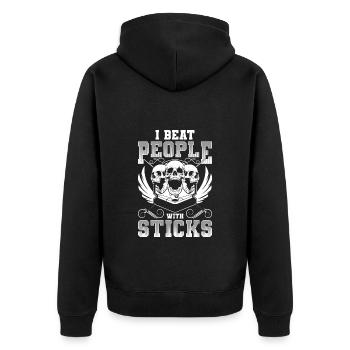 Billard Billardkugel Hobby Gewinn - Unisex Premium Bio Zip Hoodie - Schwarz - Hinten - Nico (187cm)