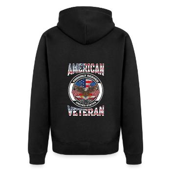 America Patriot Freedom Tourist - Unisex Premium Organic Zip Hoodie - black - Back - Nico (187cm)