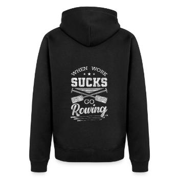 Rudern Steuermann Kayak - Unisex Premium Bio Zip Hoodie - Schwarz - Hinten - Nico (187cm)