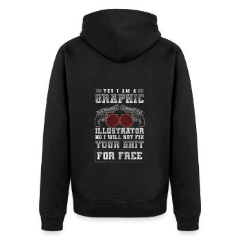 Designer Hobby Maler Entwurf - Unisex Premium Bio Zip Hoodie - Schwarz - Hinten - Nico (187cm)