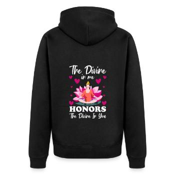 Yoga Zen Awareness - Unisex Premium Organic Zip Hoodie - black - Back - Nico (187cm)