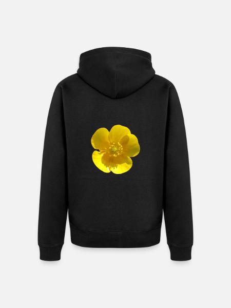 Fleur, Jaune, Fleur Jaune - Veste à capuche bio Premium Unisexe - noir