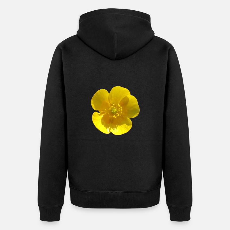 Fleur, Jaune, Fleur Jaune - Veste à capuche bio Premium Unisexe - noir