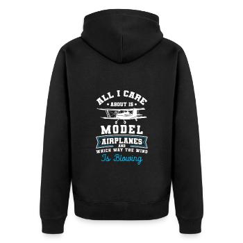 Modellflugzeug Flugzeug Pilot Modell - Unisex Premium Bio Zip Hoodie - Schwarz - Hinten - Nico (187cm)