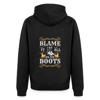 Rodeo Freiheit Reiter Lasso - Unisex Premium Bio Zip Hoodie - Schwarz - Hinten - Nico (187cm)