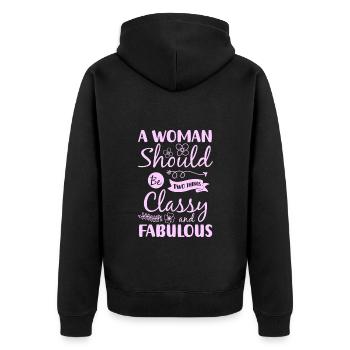 Shopping Individuell Lifestyle - Unisex Premium Bio Zip Hoodie - Schwarz - Hinten - Nico (187cm)
