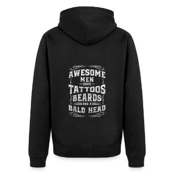 Glatze Kahl Friseur - Unisex Premium Bio Zip Hoodie - Schwarz - Hinten - Nico (187cm)