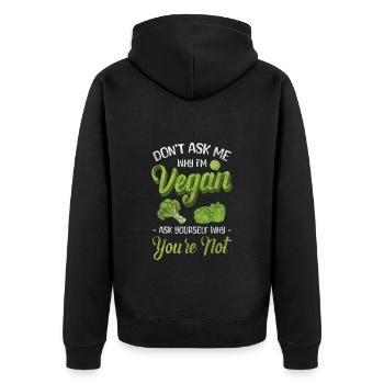 Ernährung Gesund Vegetarisch Ethik - Unisex Premium Bio Zip Hoodie - Schwarz - Hinten - Nico (187cm)