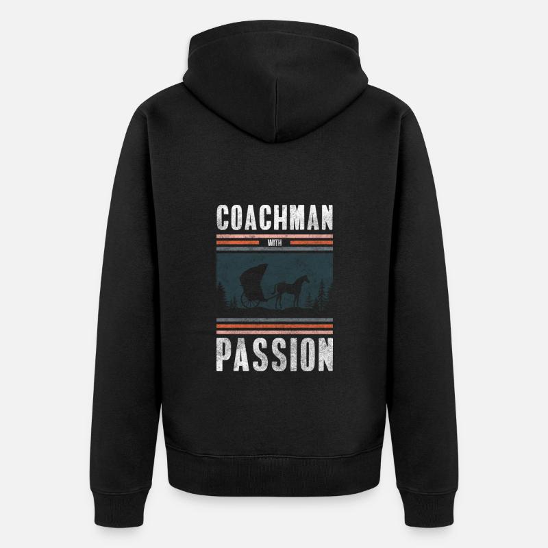 Pferdekutscher Hobby Oldschool - Unisex Premium Bio Zip Hoodie - Schwarz
