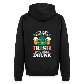 Irland Pub Reisen Ireland - Unisex Premium Bio Zip Hoodie - Schwarz - Hinten - Nico (187cm)