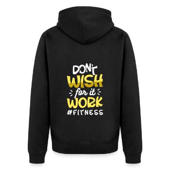 Cross Sportgerät Workout - Unisex Premium Bio Zip Hoodie - Schwarz - Hinten - Nico (187cm)