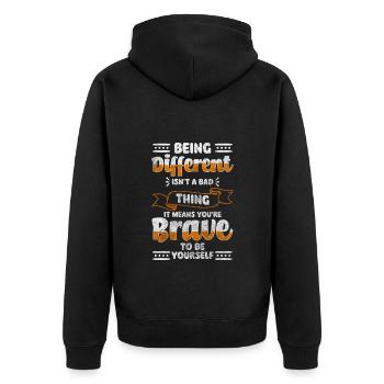Einzelstück Menschen Kreativ - Unisex Premium Bio Zip Hoodie - Schwarz - Hinten - Nico (187cm)