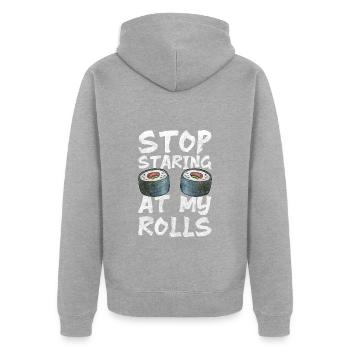 Japanese Cute Soy Food Culture - Unisex Premium Organic Zip Hoodie - heather grey - Back - Nico (187cm)