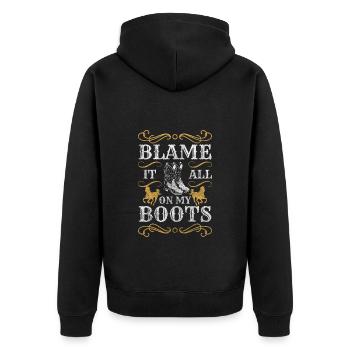 Western Country Cowboystiefel - Unisex Premium Bio Zip Hoodie - Schwarz - Hinten - Nico (187cm)
