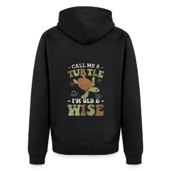 Turtle Sea Sea Creatures - Unisex Premium Organic Zip Hoodie - black - Back - Nico (187cm)