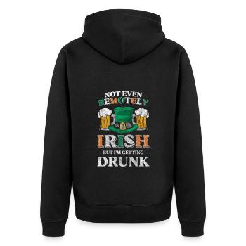 Pub Kobold Reisender Irisch - Unisex Premium Bio Zip Hoodie - Schwarz - Hinten - Nico (187cm)