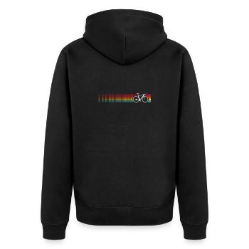 Motif de vélo arc-en-ciel vibrant - Veste à capuche bio Premium Unisexe - noir - Dos - Nico (187cm)