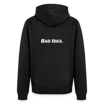 Bad Idea - Unisex Premium Organic Zip Hoodie - black - Back - Nico (187cm)