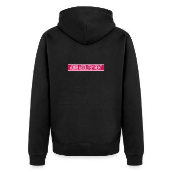 You're Absolutely Right Lustig Sarkastisch KI Logo - Unisex Premium Bio Zip Hoodie - Schwarz - Hinten - Nico (187cm)