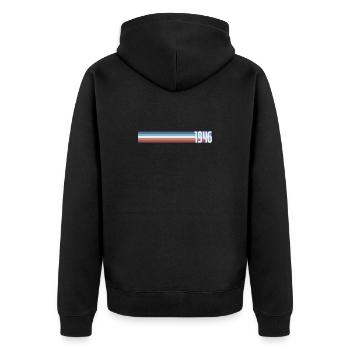 Vintage Coffee 80 Jahre achtzigjährige Party 1946 - Unisex Premium Bio Zip Hoodie - Schwarz - Hinten - Nico (187cm)