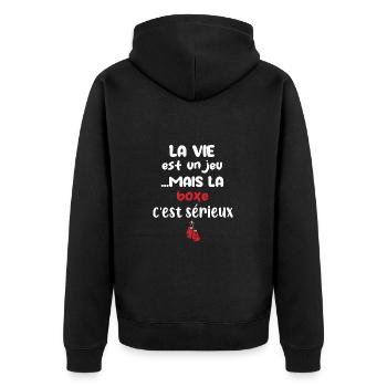 La vie est un jeu mais la boxe c'est sérieux - Veste à capuche bio Premium Unisexe - noir - Dos - Nico (187cm)
