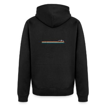 Warten auf Designeingabe - Unisex Premium Bio Zip Hoodie - Schwarz - Hinten - Nico (187cm)