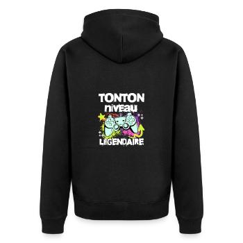 Tonton niveau légendaire t-shirt gamer humour - Veste à capuche bio Premium Unisexe - noir - Dos - Nico (187cm)