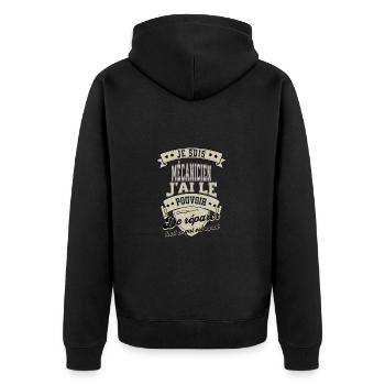 Je suis mécanicien t-shirt homme garagiste cadeau - Veste à capuche bio Premium Unisexe - noir - Dos - Nico (187cm)