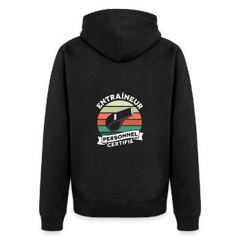 Entraîneur personnel certifié t-shirt coach cadeau - Veste à capuche bio Premium Unisexe - noir - Dos - Nico (187cm)